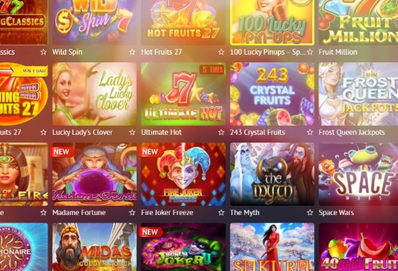 Captura de la sección de juegos de casino de PinUp Guatemala con tragamonedas y mesas en vivo.