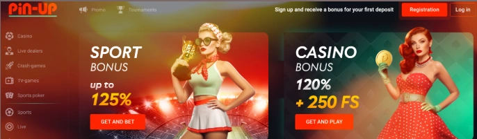 Vista de la sección de bonos y promociones de PinUp Guatemala con diferentes ofertas destacadas. Image Title: Bonos y Promociones PinUp Guatemala